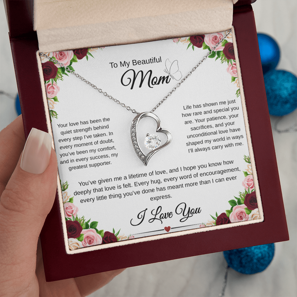 A Mothers Love Shines Forever-Heart Necklace Gift
