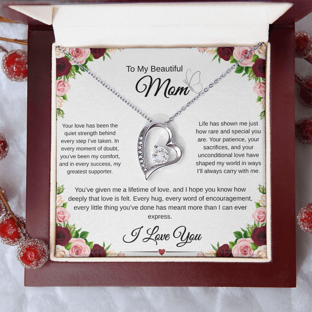 A Mothers Love Shines Forever-Heart Necklace Gift