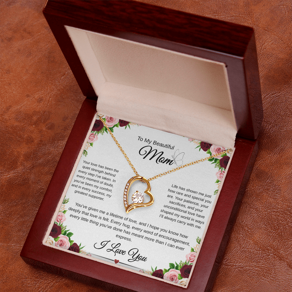 A Mothers Love Shines Forever-Heart Necklace Gift