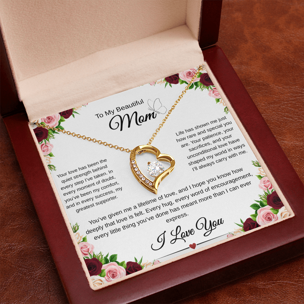 A Mothers Love Shines Forever-Heart Necklace Gift