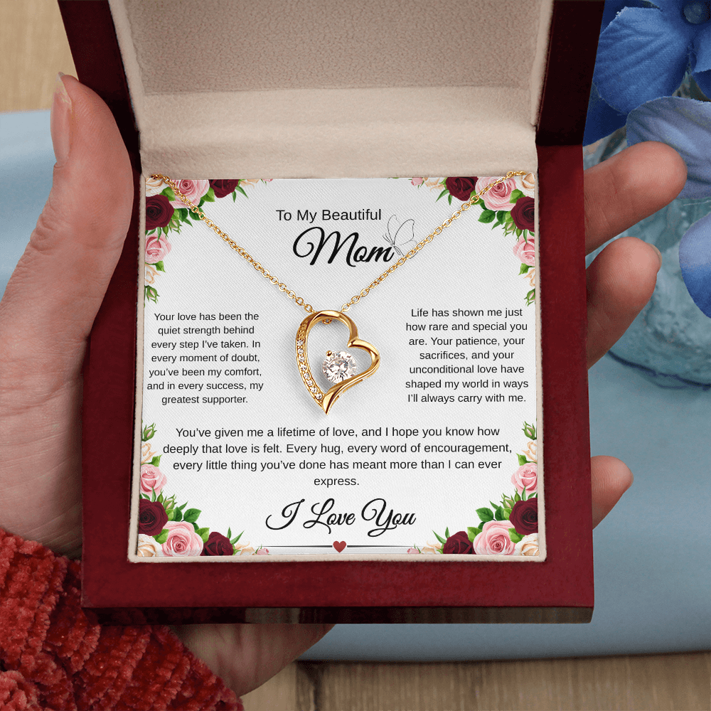 A Mothers Love Shines Forever-Heart Necklace Gift