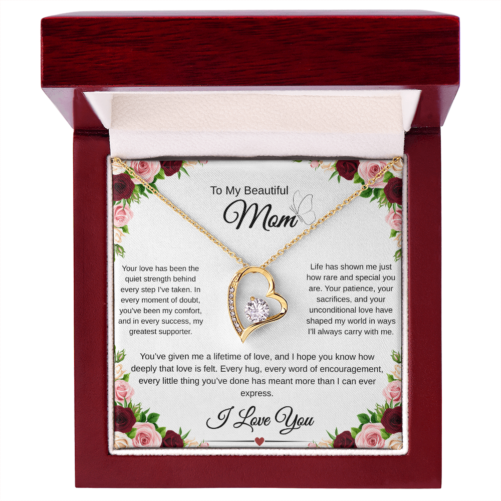 A Mothers Love Shines Forever-Heart Necklace Gift