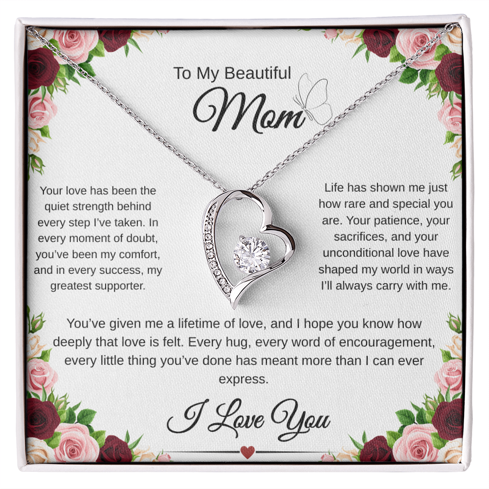 A Mothers Love Shines Forever-Heart Necklace Gift