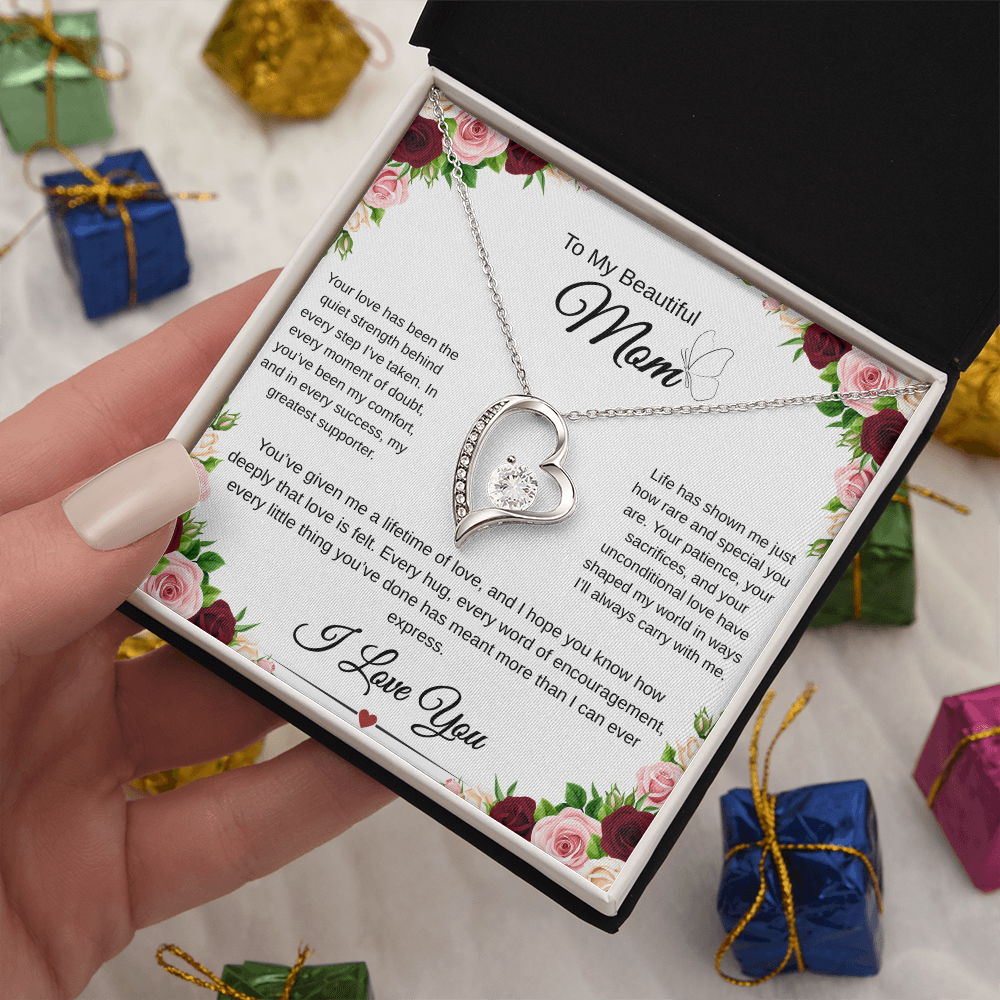 A Mothers Love Shines Forever-Heart Necklace Gift