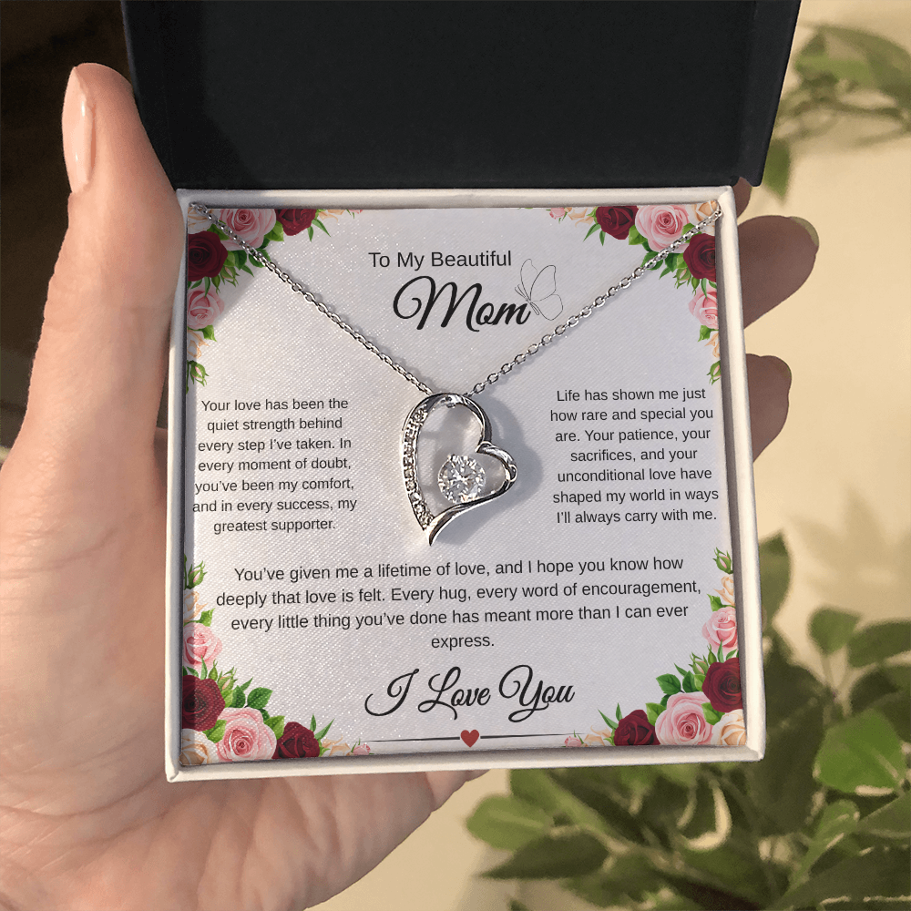 A Mothers Love Shines Forever-Heart Necklace Gift