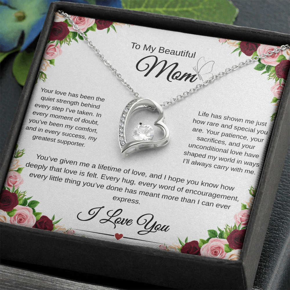 A Mothers Love Shines Forever-Heart Necklace Gift