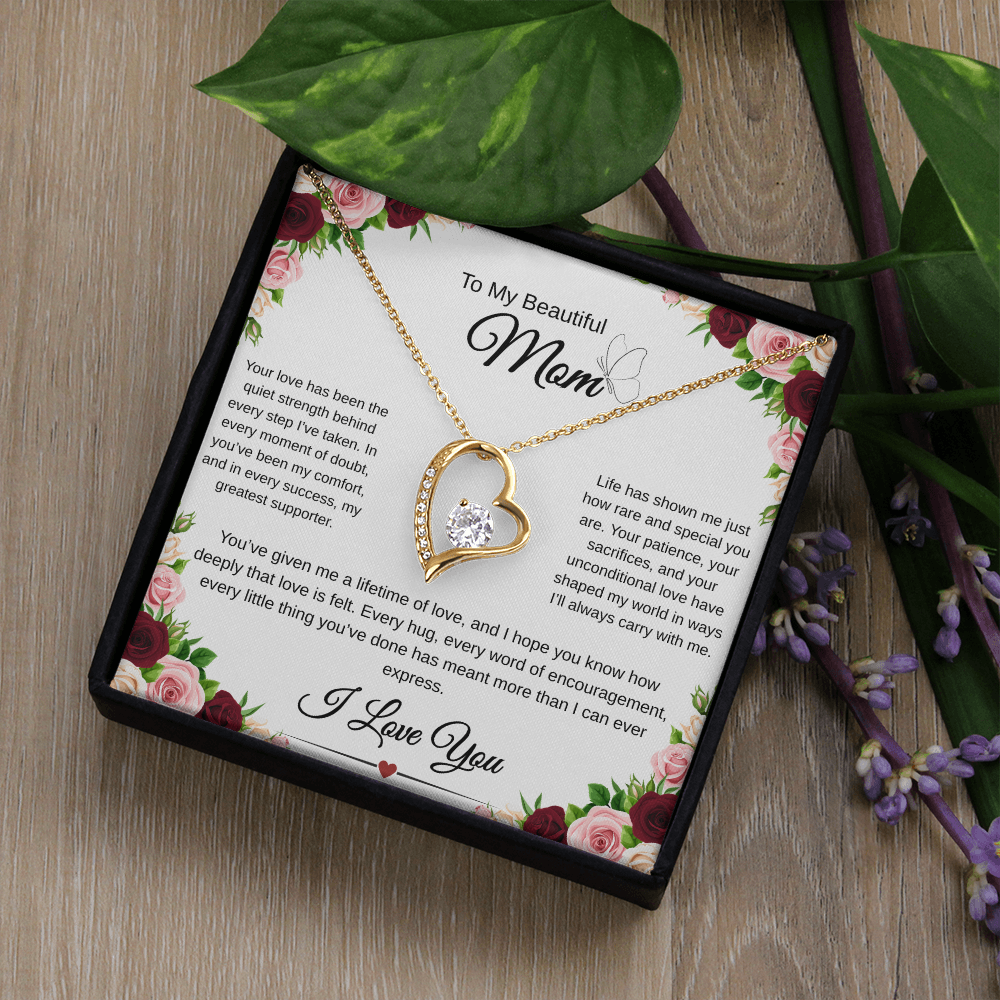 A Mothers Love Shines Forever-Heart Necklace Gift