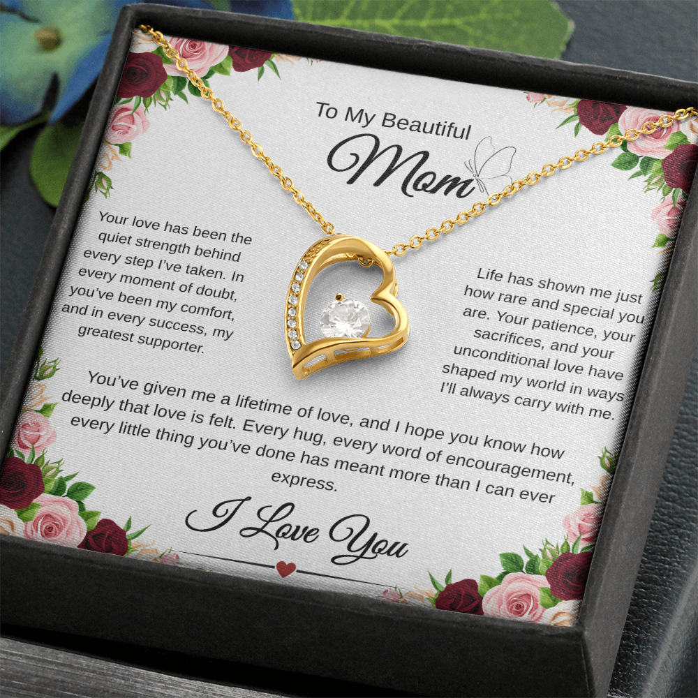 A Mothers Love Shines Forever-Heart Necklace Gift